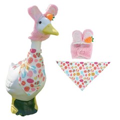 2 Pieces Easter Bunny Porch Goose Outfit Adjustable Bunny Hat Colorful Egg Scarf