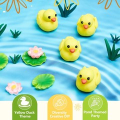 18 Pcs Yellow Duck Cake Decorations Cute Little Duckie Cake Topper Lotus Flow…