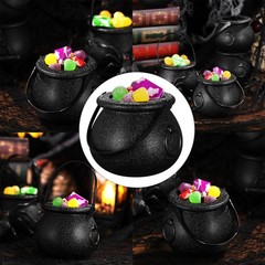 10 Pcs Candy Kettles Containers Plastic Cauldron Trick or Treat Pail Black