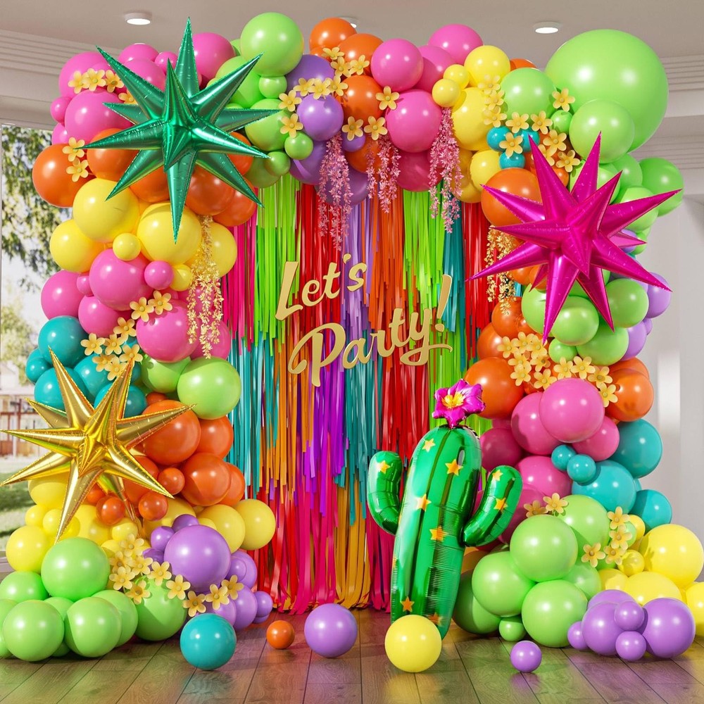 Tropical Balloon Arch Kit Hot Pink Yellow Lime Blue Hawaiian Party Decor Set