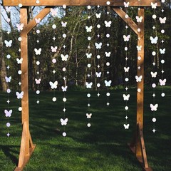 40Ft White Iridescent Butterfly Garlands White Holographic Paper Hanging Polk…
