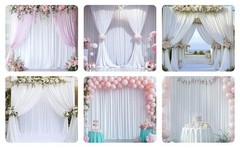 10ft×12ft Wrinkle White Backdrop Curtain for Wedding Parties, 2 Panels 5×12ft