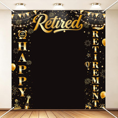 YTHETM Retirement Party Decorations Retirement Backdrop for Men Women Black