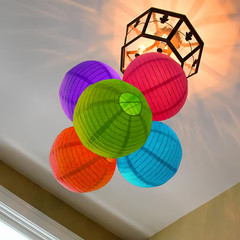 10 In. round Multi Color Paper Lanterns (5-Count)