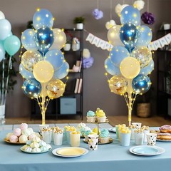 Balloons Stand Kit for Floor with String Light 2 Set Blue Centerpieces Balloo…