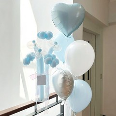 Baby Blue White Heart Balloons,12Pcs 18 Inch Blue Cream Foil Love Heart Shape…