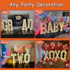 4FT Marquee Light Up Letters, Large Marquee Letters, Mosaic Balloon Frame Big…