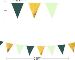 32Ft Dark Green and Gold Decorations Olive