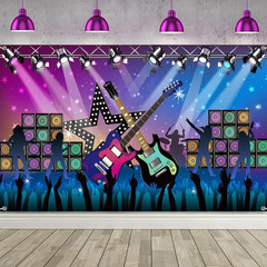 Karaoke Party Decorations Supplies, Large Fabric Rock Star Vacation Party Backdr