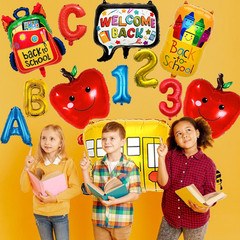 12Pcs Back to School Balloons School Bus Balloon Welcome Back to School Decorati
