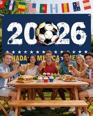2026 World Cup Banner Flag3″Ã—5″Ft,Double-Sided 3-Ply Large Fabric Football Flag