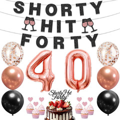 40Th Birthday Decorations for Women, Black Rose Gold 40Th Birthday Party Decorat