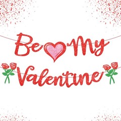 Red Glitter ‘Be My Valentine’ Banner – 10 Feet, No DIY | Valentine’s Day Decor