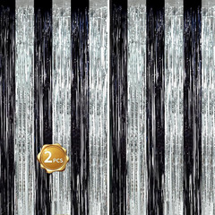 2Pcs Black Silver Door Streamers Congrats Grade 2026 Decoration Backdrop Foil Fr