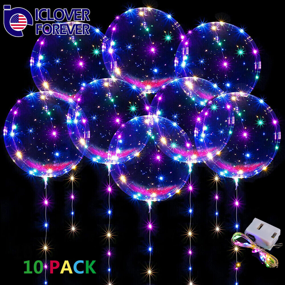 10Pack LED Light Up BoBo Balloons 20 Inch Wedding Birthday Christmas Party Decor