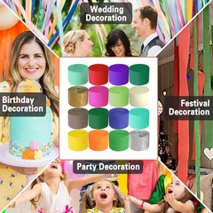 8 Rolls 1.8 x 82 Crepe Paper Streamers, Grass Green, Deep Green, Party
