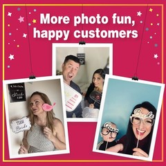 Wedding Photo Booth Props with 8 x 10-Inch Sign, 45 Adhesive Pads, 35 Wooden …