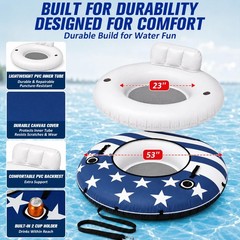 River Tube, 53» River Float Tube with Premium Canvas Cover, Comfortable Back…