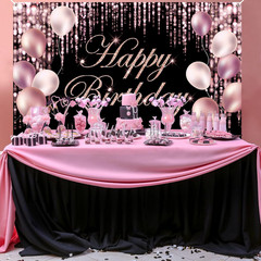 Rose Gold Happy Birthday Banner Backdrop Party Photo Wall Sign Indoor Outdoor US