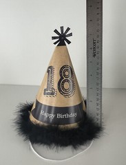 18th Birthday 6 Foot Banner And 8 Party Hats Partially Customized Black Gold Set