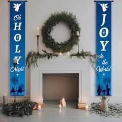 3 Pcs Lighted Christmas Nativity Porch Sign Holy Night Christmas Hanging Bann…