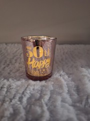 50th Birthday/Anniversary/Retirement Party Celebrate 12Glass Candle Holders Pink