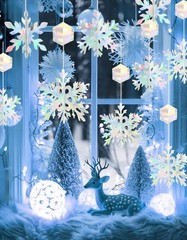 Christmas Hanging Snowflakes Decorations, Hanging Iridescent Snow Flakes for …