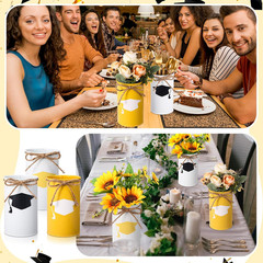 12 Pcs 2025 Graduation Table Centerpiece Decor Grad Galvanized Metal Vases for F