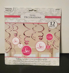 Amscan Wedding Love, I Do, Party Decorations 12pc Pink Foil Hanging Decor