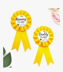Bee Theme Baby Shower Pins Set Yellow Black Fabric Floral Contemporary Adults