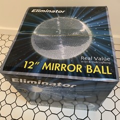 Eliminator 12-inch Disco Mirror Ball with Hanging & Motor Ring DJ Club Lighting