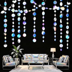 Glitter Iridescent Circle Dots Paper Garland Holographic Circle Dot Streamer …