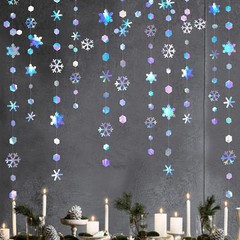 Clearance 52Ft Winter Wonderland Party Decoration Iridescent Snowflake Garlan…