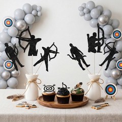 24 Pcs Archery Themed Centerpieces Black Glitter Archery Sport Themed Centerp…