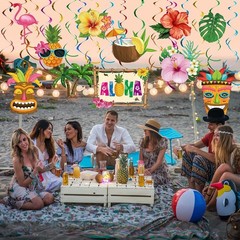 Tropical Party Atmosphere: 30 Durable Hanging Swirl Decorations for Any Occasion