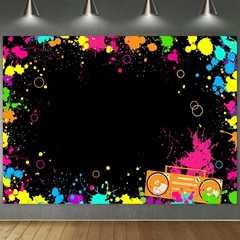 Neon Party Decorations Neon Backdrop for Glow Party Splatter Blacklight Photo…