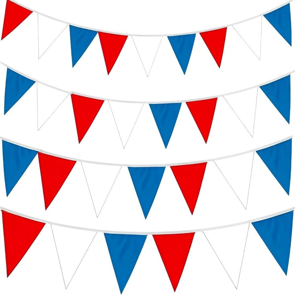 Red, White & Blue USA Patriotic Theme Party Decoration 25 ft. Pennant Banner