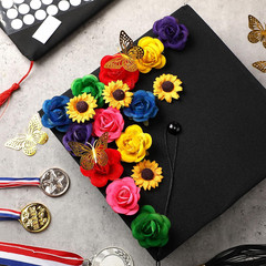 30 Pcs DIY Graduation Cap Decorations Kit Included 3D Butterfly Faux Assorted Fl