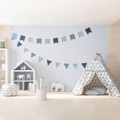 Muslin Cotton Fabric Pennant Banner Flags, 2 Pcs Nursery Garland Bunting Tria…