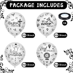 48 Pcs White Memorial Balloons Remembrance Funeral Celebration of Life Christ…