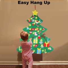 4FT DIY Felt Christmas Tree Set 36pcs Ornaments 5M 50LED String Light Xmas Decor