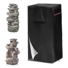 Garden Fountain Cover with Adjustable Drawstring and Front Zipper