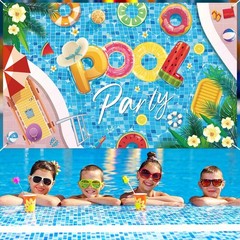 Pool Party Banner Decorations 71 inches x 43 inches, Multicolor