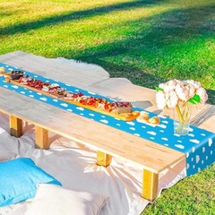 Cartoon Table Runner3 x 72 Inch Blue Sky White Cloud Tablecloth Party 1