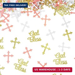 Marspark 300 Pcs Baptism Confetti Glitter Cross God Bless Table Confetti Cross D