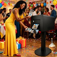 Portable Photo Booth Stand w/ RGB Ring Light & Printer Shelf for Wedding Party