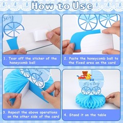Blue Baby Shower Decorations – 10 Pcs Honeycomb Centerpieces Table Decor for Boy