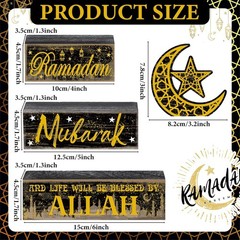 Charming 4 Wooden Ramadan Decorations: Eid Mubarak Table Decor for All Occasions