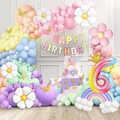 Pastel Balloons 219Pcs Daisy Balloon Garland Kit, 18 10 5 Inch Pastel Rainbow…