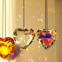 12Pcs 45MM Crystal Heart Suncatcher Rainbow Maker Wedding Party Decr, mix color
